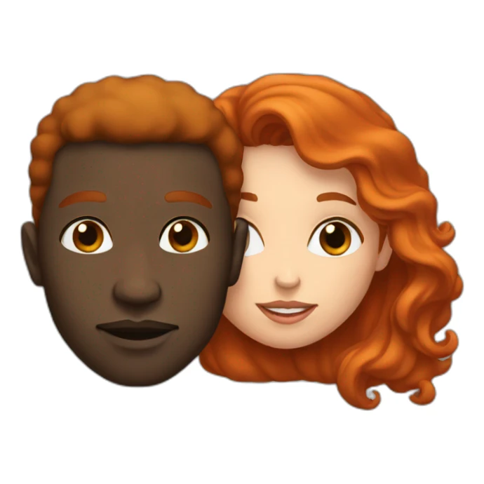 black man with black hear and a redhead kissing sticker