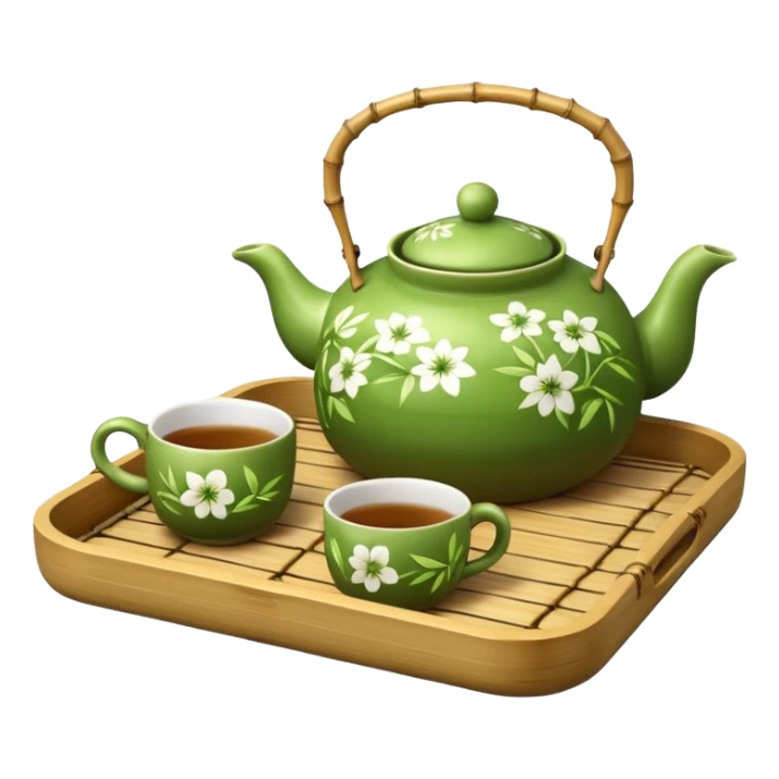 bamboo tray with a teapot and cup sticker