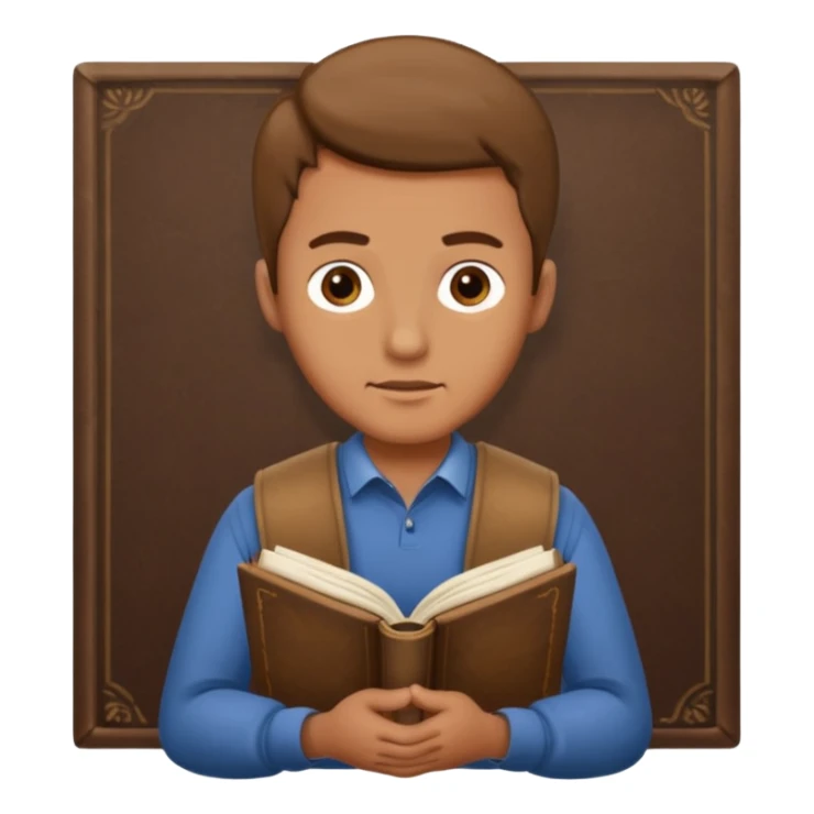 man holding a history book, reading the book sticker