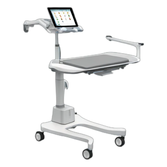 Telehealt cart with articulating arm for ipad sticker