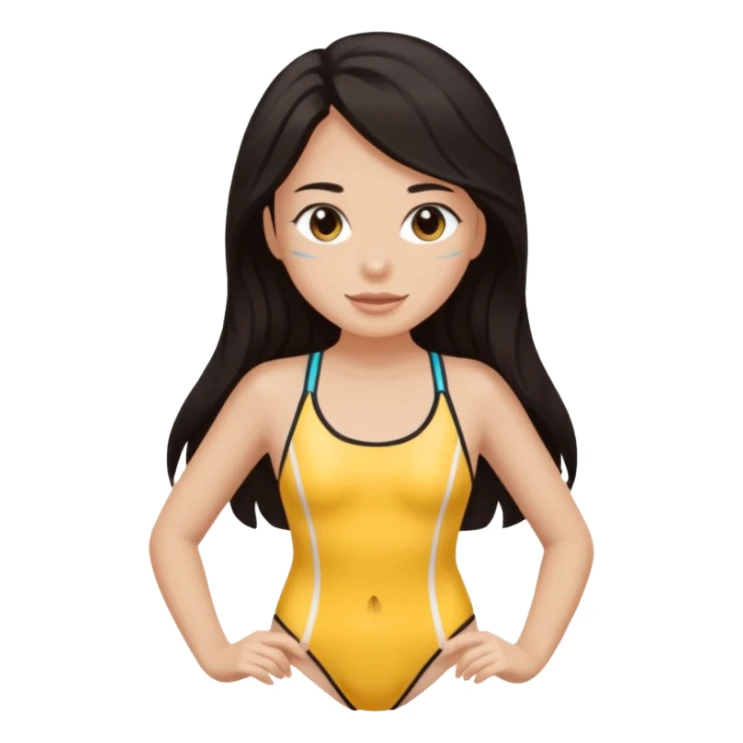 girl with dark long hair with 🩱 sticker