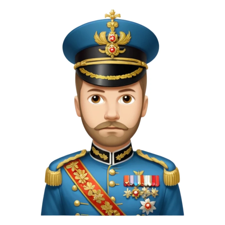 Nicholas II, Russian tsar, ornate military dress, sash sticker