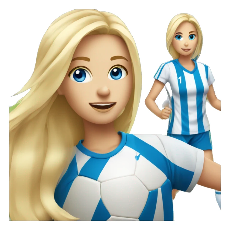 blonde girl blue eyes kicking a soccer ball sticker