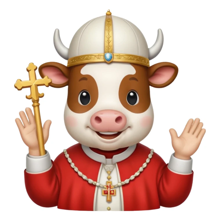 cow with a pope catholic outfit sticker