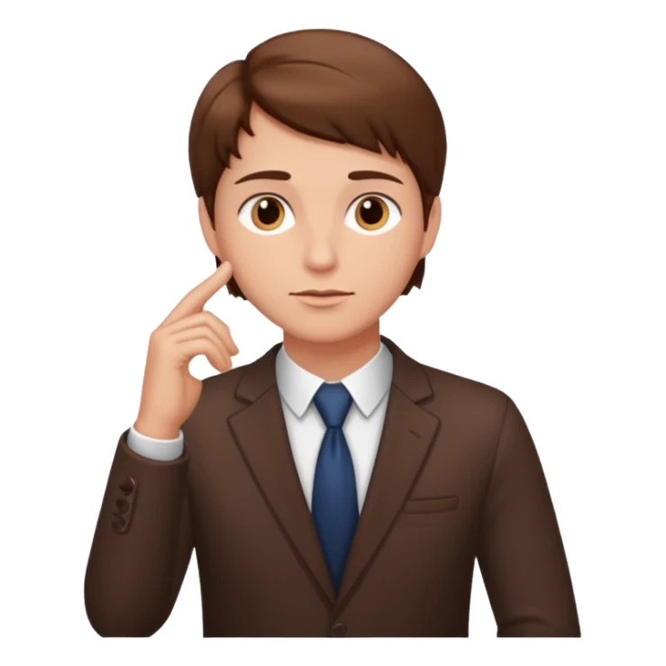 entepreneur deeply thinking. asking question. interested face. hand showing the deep interest in the topic sticker