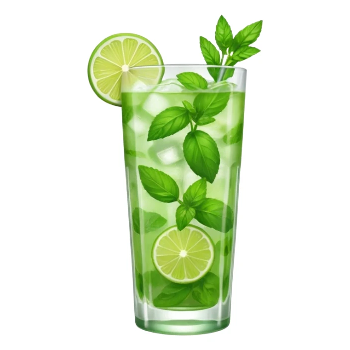 Make a mojito in she style of an emoji  sticker