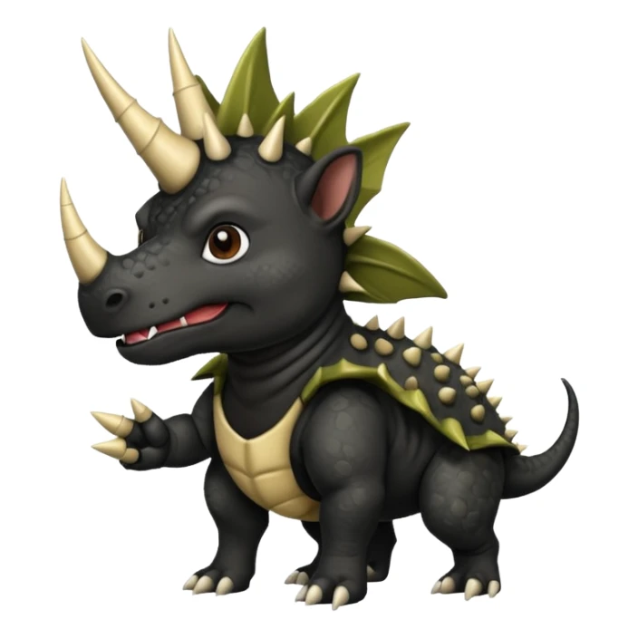 Black pitbull dressed as a triceratops black sticker