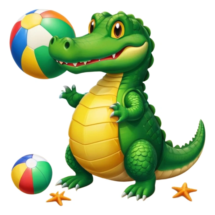 Alligator at a beach playing with a beach ball with his friends sticker