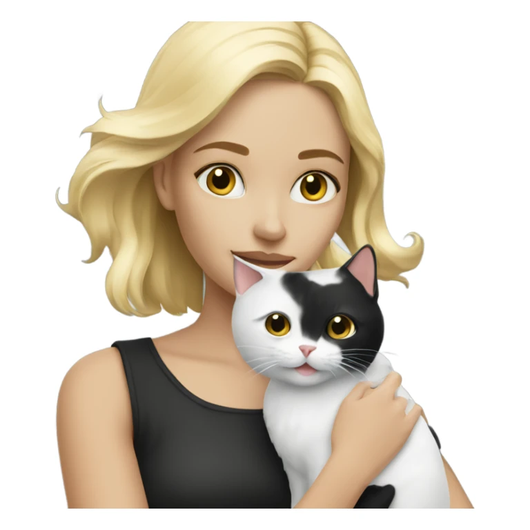 Blonde girl with black and white cat sticker