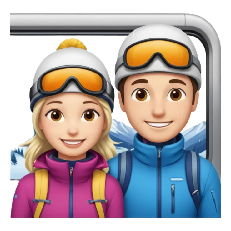 Man  and Woman in Skiing clothes in train sticker