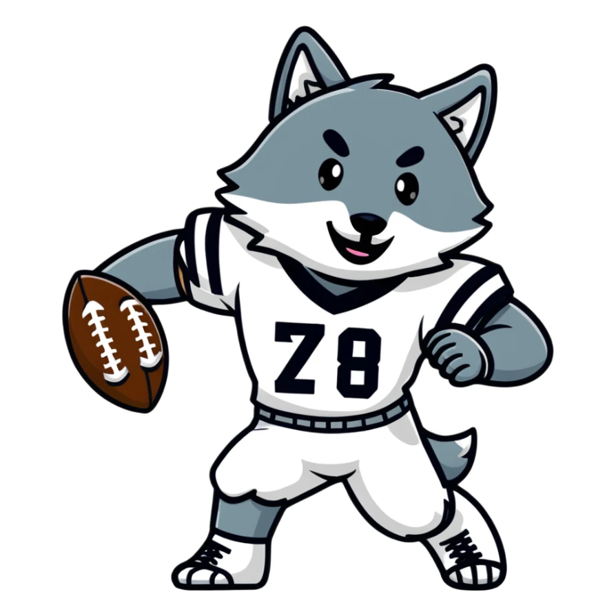 Wolf football player ready to tackle sticker