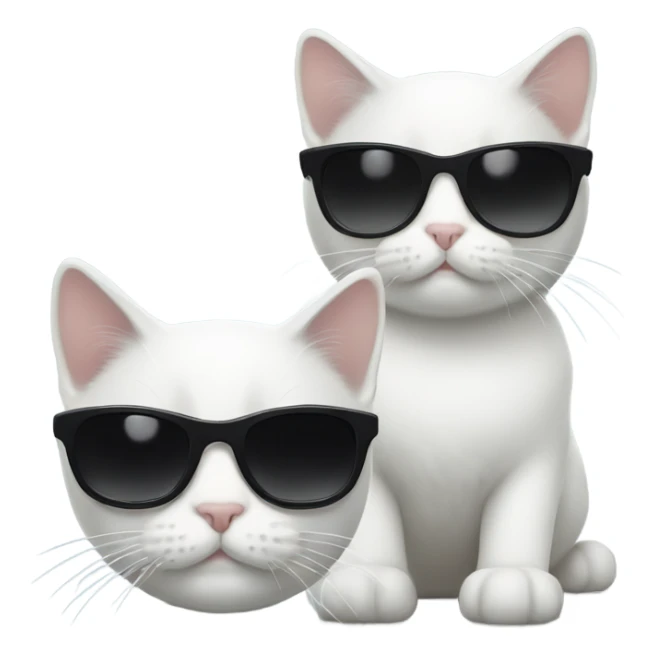 black and a little white cat with sunglasses sticker