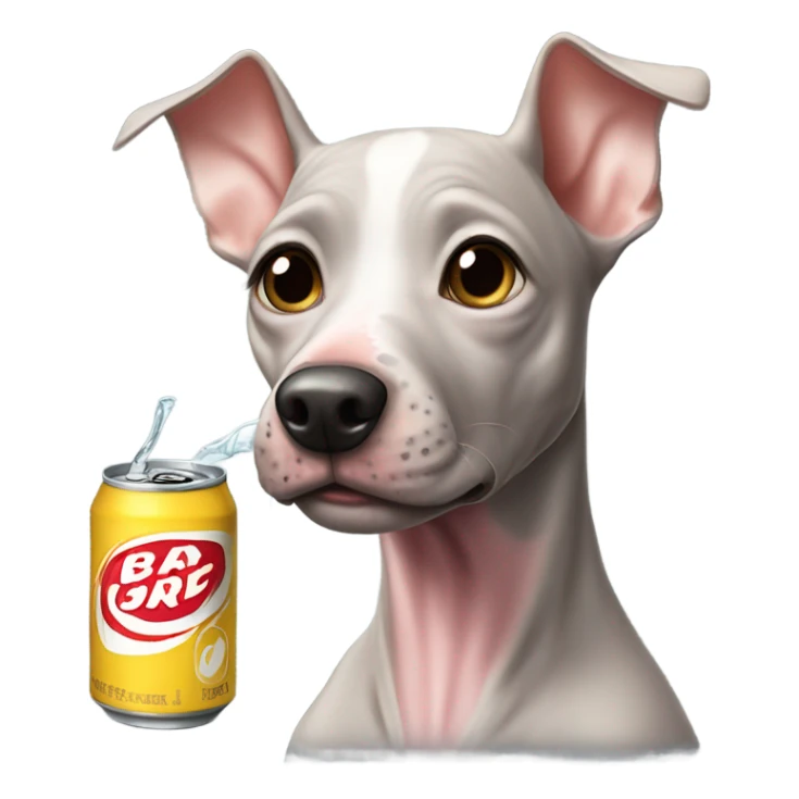 American Hairless Terrier drinking cola sticker