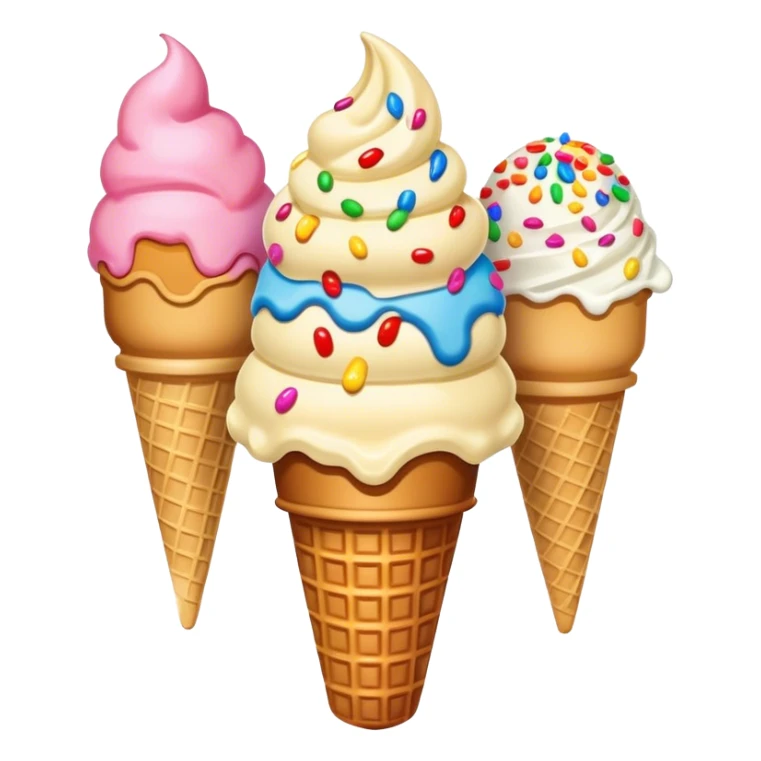 An ice cream cone with three scoops sticker