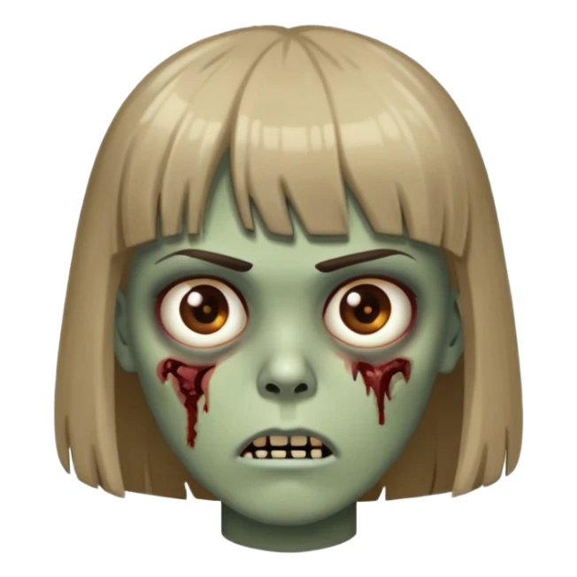 Zumbi com franjinha acima da sombrancelha e olhos castanhos  sticker