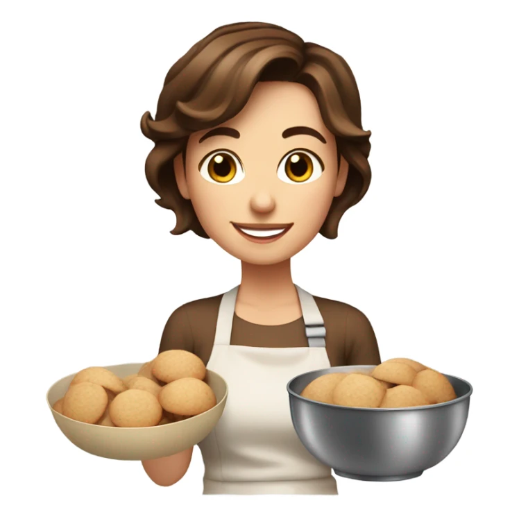 Beautiful Woman with short brown hair baking cookies sticker