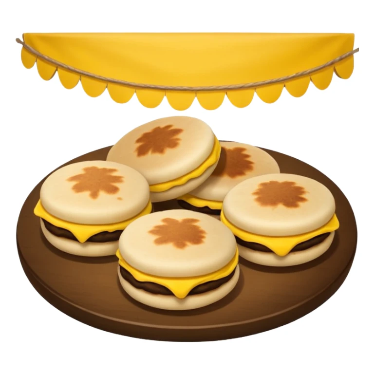 party table decorated all over with colombian arepas,  sticker