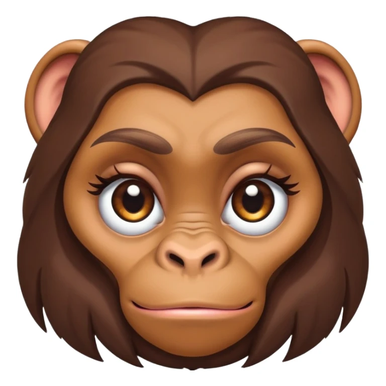 female ape face with eyelashes and feminine features sticker