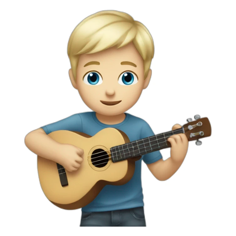 Boy-blond-short-hair-blue-eyes playing ukelele sticker