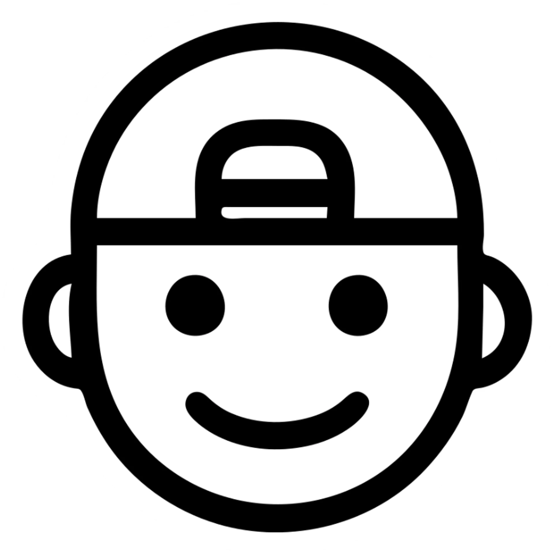stylized face wearing a cap turned backwards, clean outline, modern icon aesthetic sticker