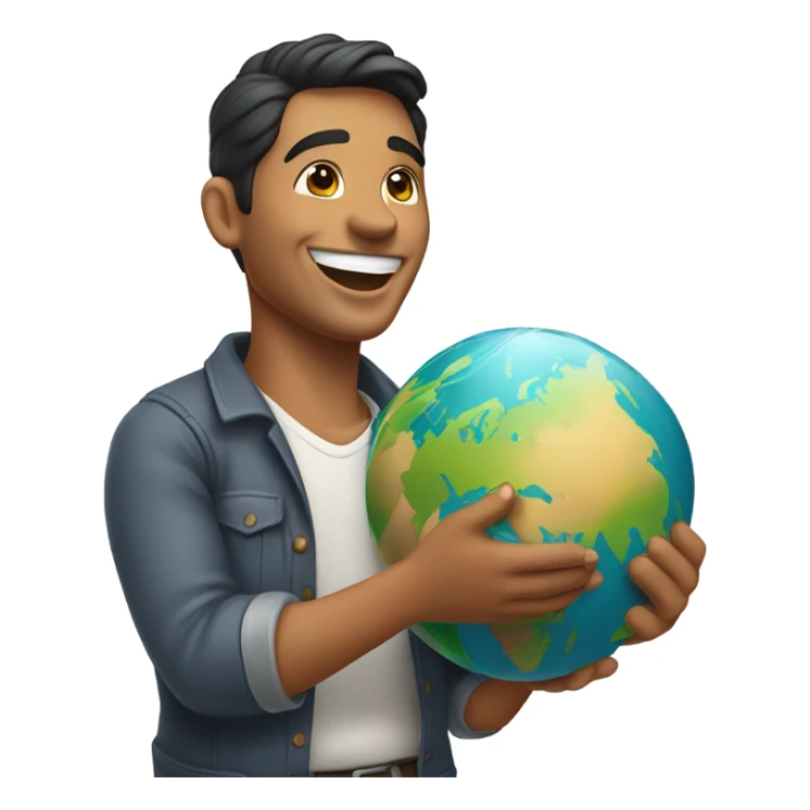 Happy Latino with the world in his hands sticker