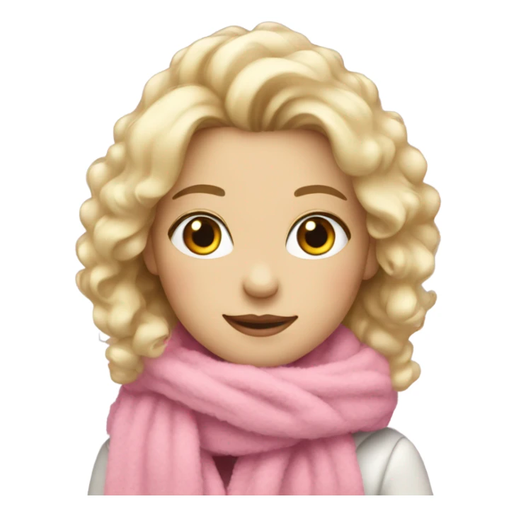Blond girl with pink scarf and fluffy jacket sticker