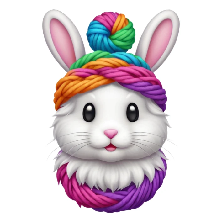 Bunny with yarn ball on head sticker
