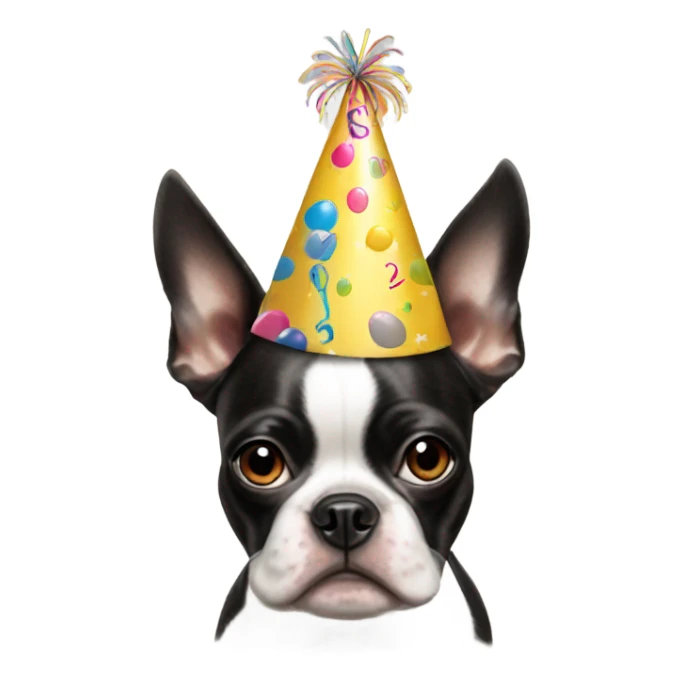 Bostonterrier dog and birthday hat  sticker