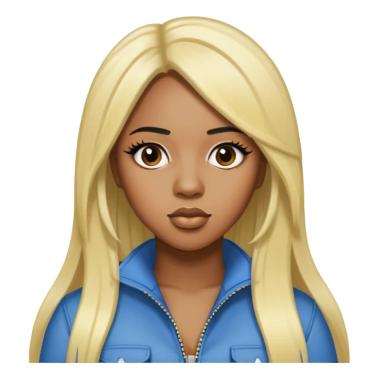 Remy Ma with black long hair with blonde highlights sticker