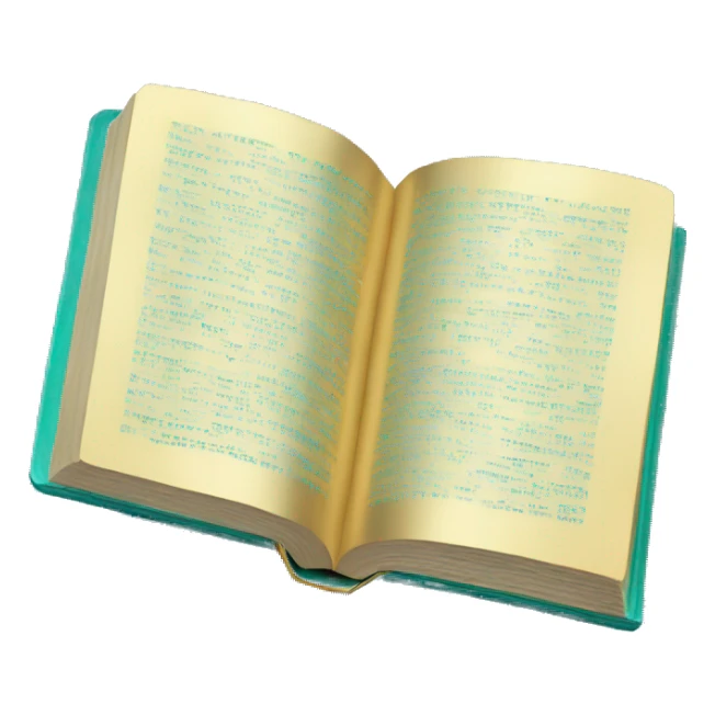 Realistic isolated teal book with metallic gold writing lying down flat. sticker