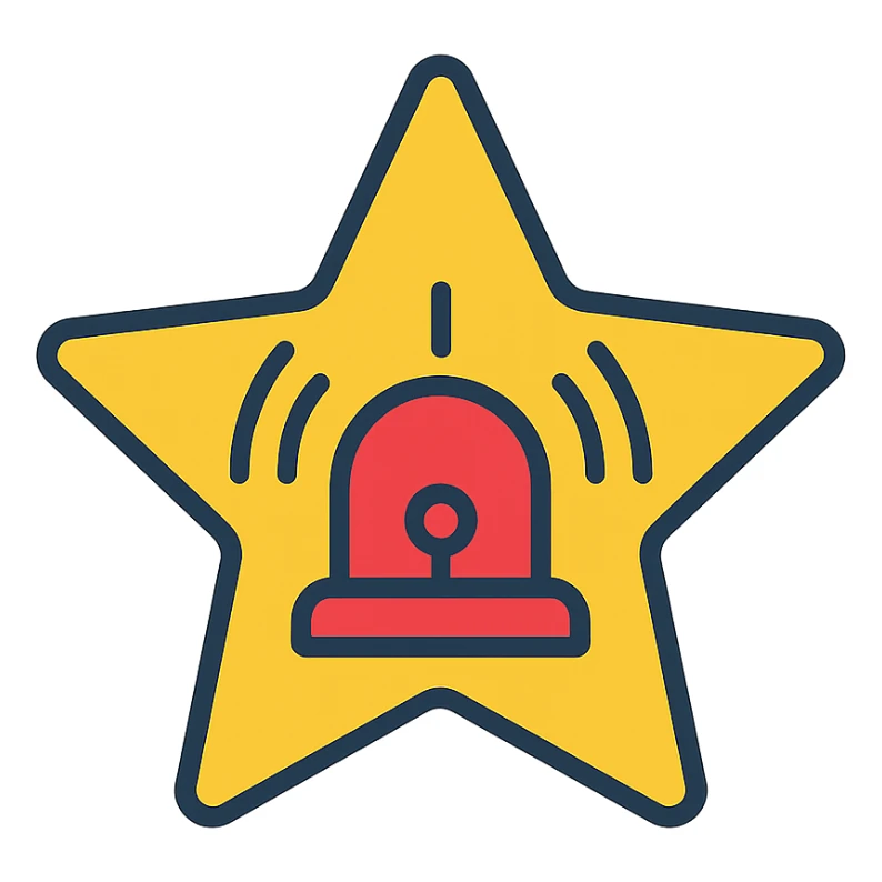 a star with an alarm on it, icon style sticker