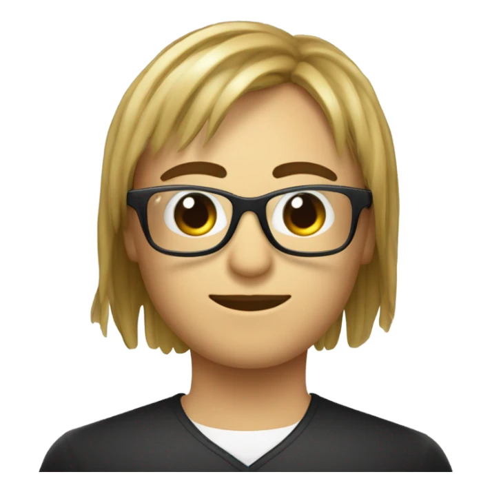 Capelli lunghi,castani con la frangetta occhiali da vista neri  sticker