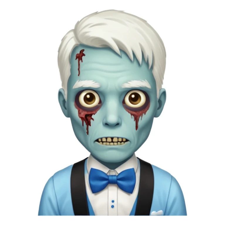 zombie, white hair waiter with blue bow tie sticker