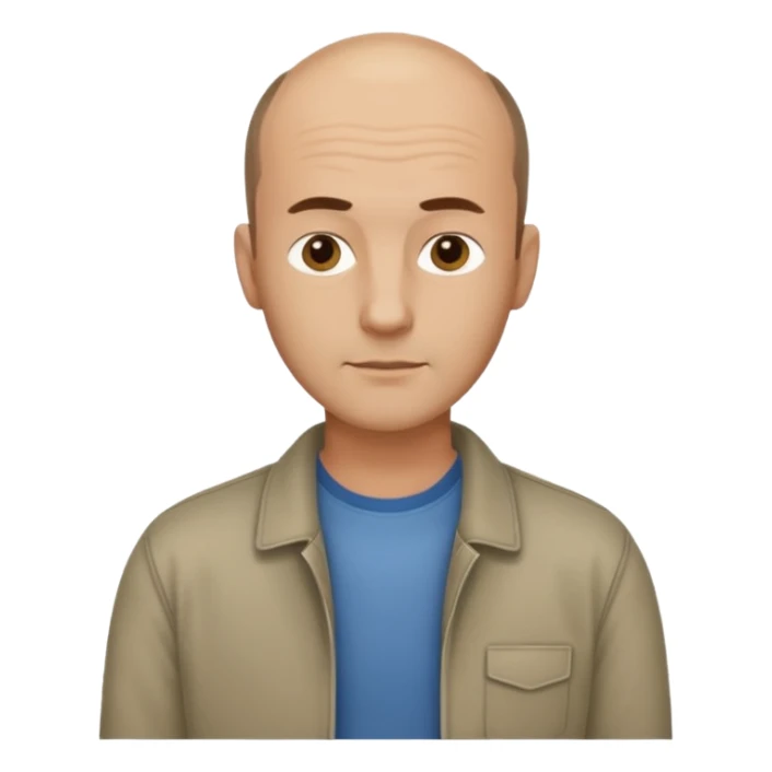 man mid 30's casual clothes balding hairline standing sticker