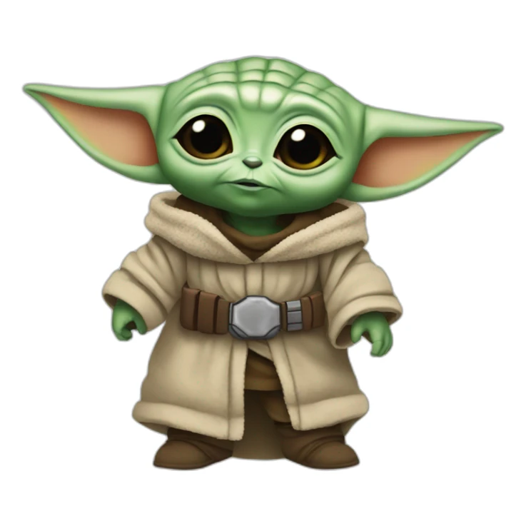 Baby yoda with Mandalorian sticker