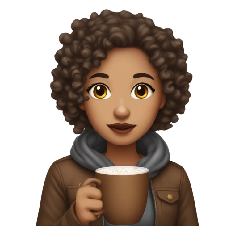 Lightskin girl with curls drinking hot chocolate sticker