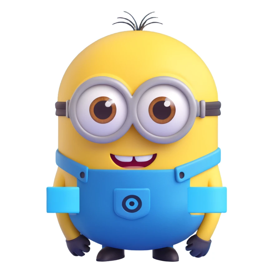 3d sphere with a cute yellow minion face, shy expression sticker
