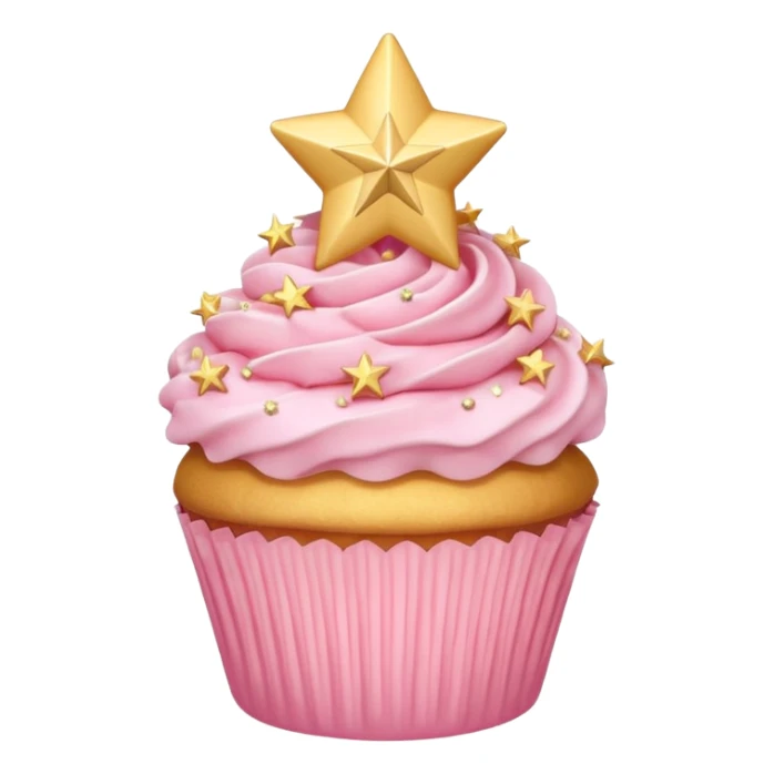 pastel pink cupcake with gold star decorations sticker