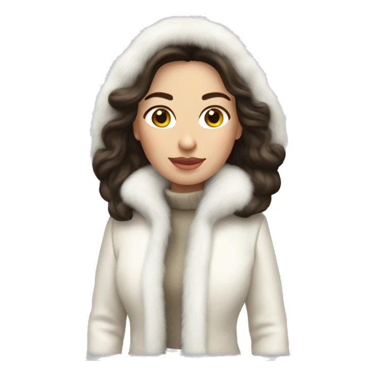 Russian woman brunette white fur jacket  sticker