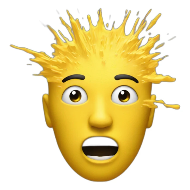 A yellow face the top of its head exploding. A visual form of the expression mind blown sticker