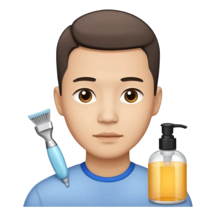chinese man doing skincare with a fade haircut sticker