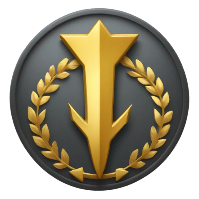 a 5 edge golden emblem with an arrow up inside it sticker