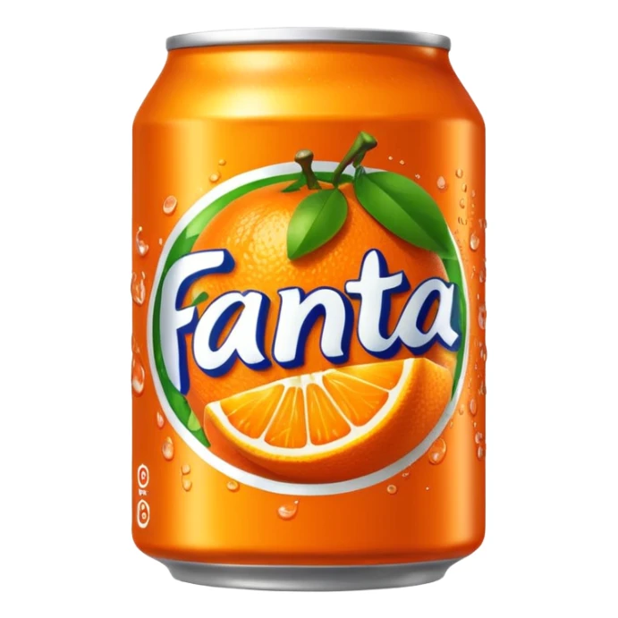 Draw a bright orange Fanta can with the bold logo & fruit graphics. sticker
