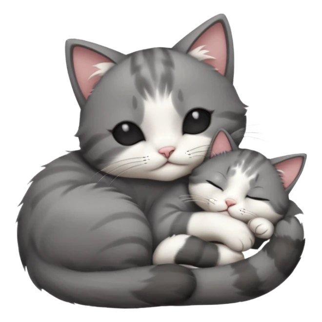 dark grey and white small cat with its eyes closed lying down leaning on its elbow with its paw curled under its head holding it up sticker