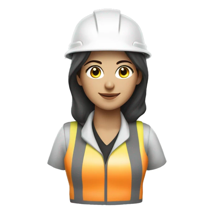 Turkish woman electrical engineer with white helmet and phosphorescent protection vest sticker