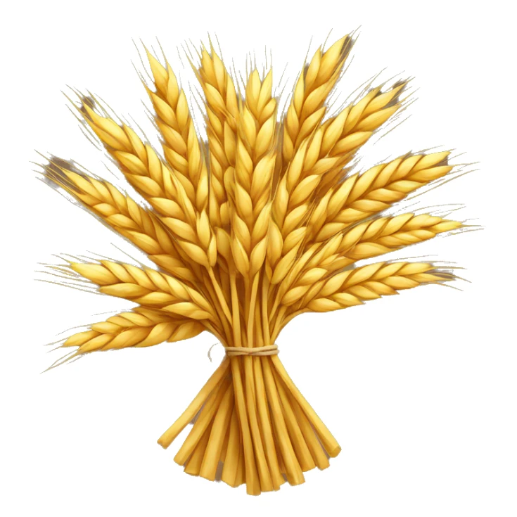 A bundle of wheat, with a happy face e mo o ji sticker