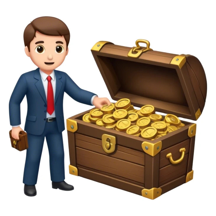 business man opening treasure chest sticker