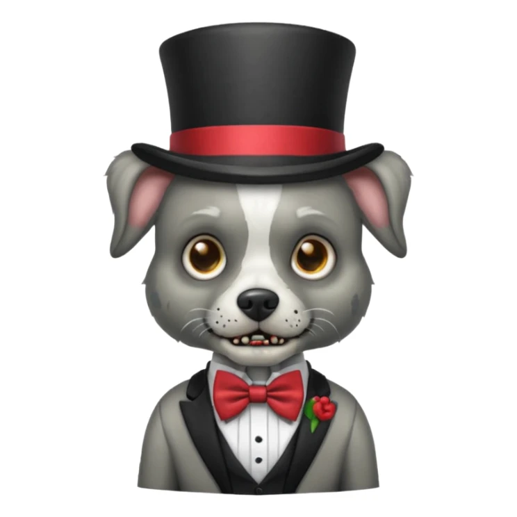 zombie dog with bow tie and top hat sticker