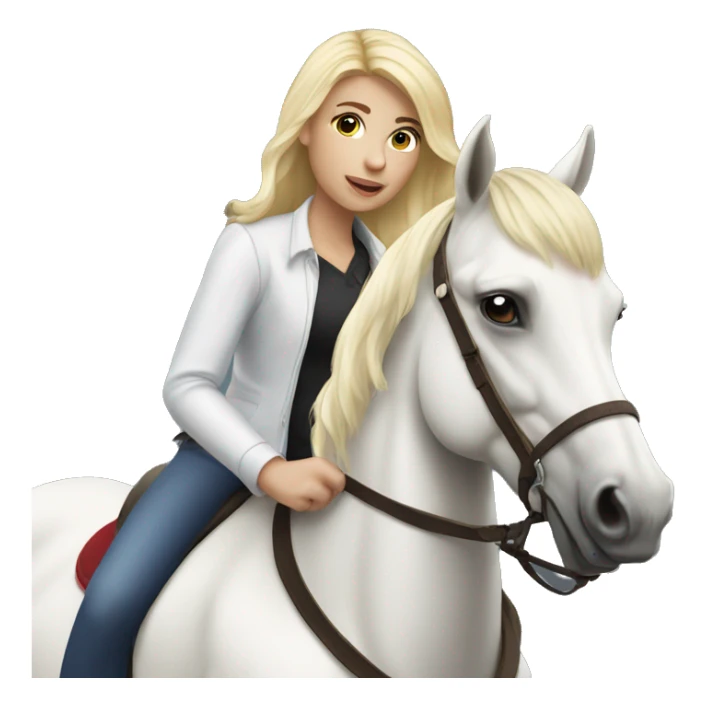 Girl with blonde hair riding a white horse sticker