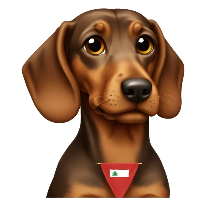 Brown teckel holding a lebanese flag  sticker